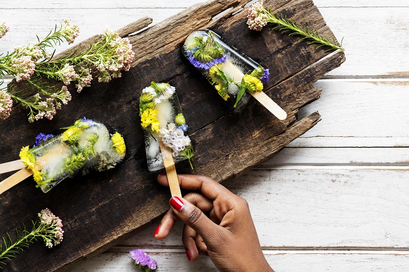 Flowers being freeze to preserve them